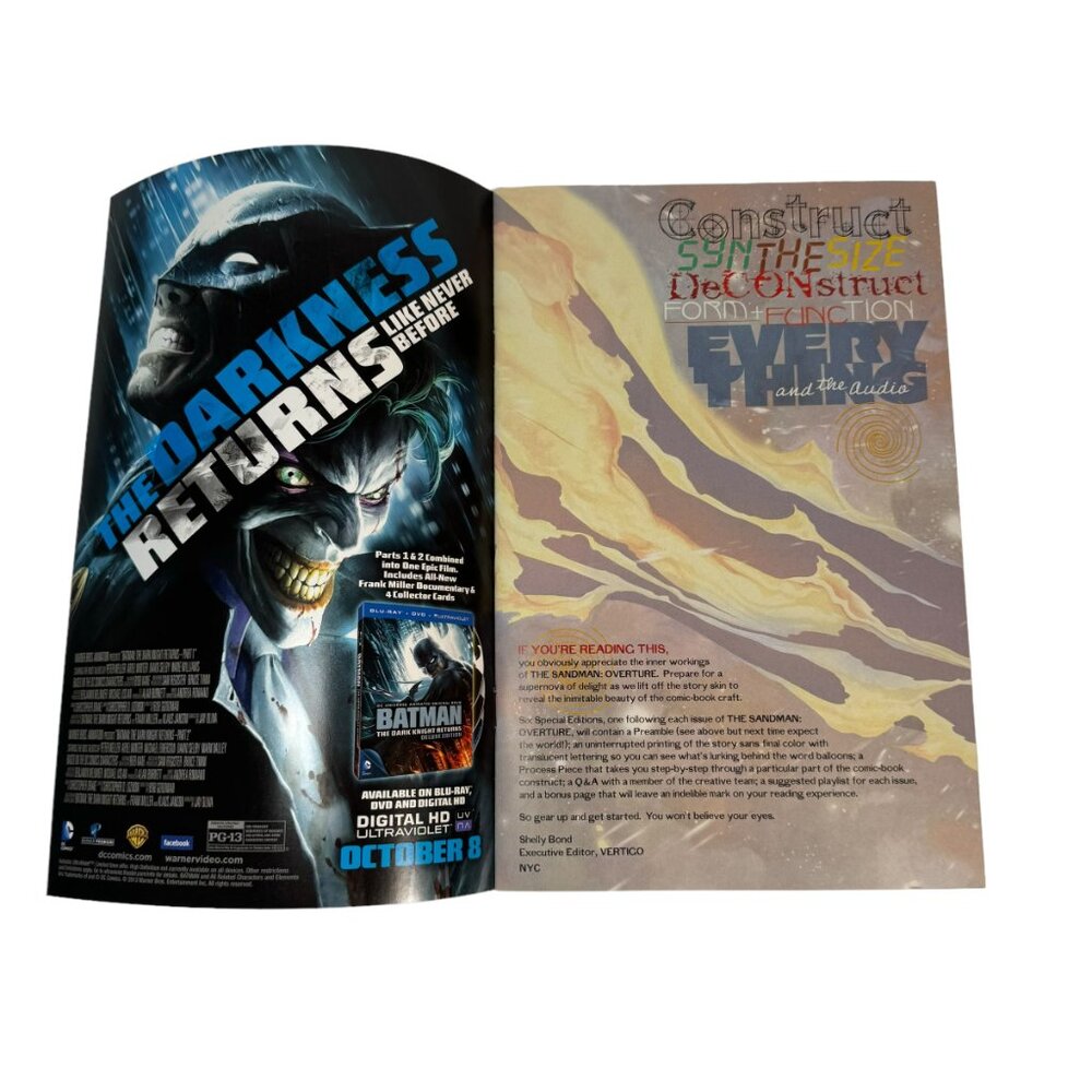 The Sandman Overture 1 Comic Book By Neil Gaiman J.H. Williams III Vertigo 2014 - Picture 5 of 5